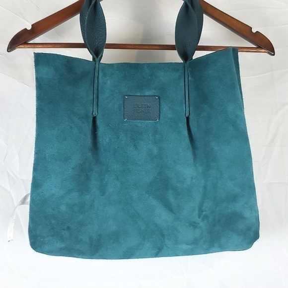 Eileen Fisher Teal Pebbled Leather Tote - Picture 9 of 11